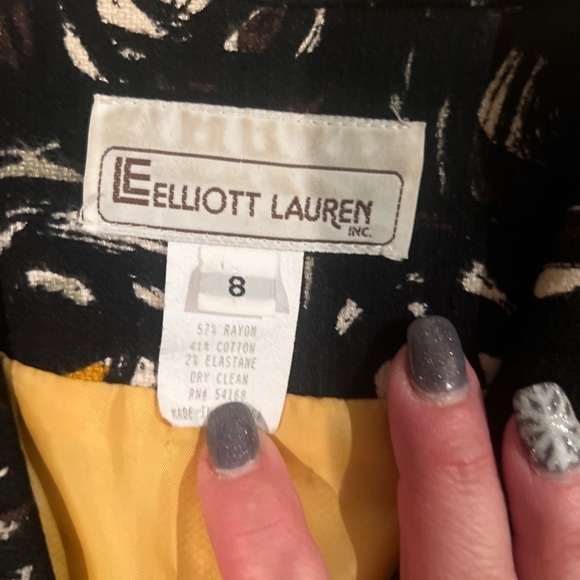 Vintage Elliott Lauren Black and Yellow Suit Jacket size 8 - Picture 2 of 4